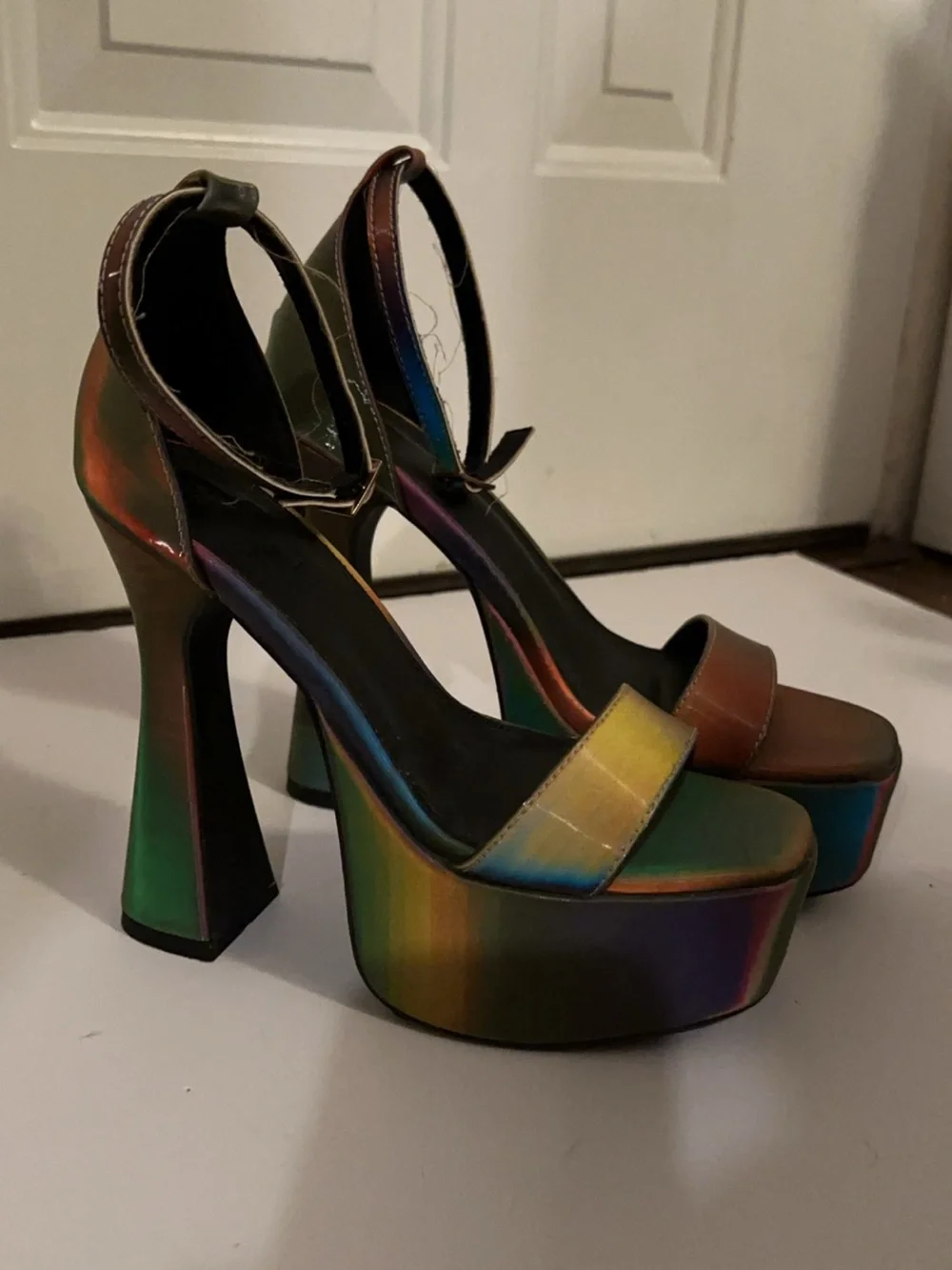 Dollskill x Poster Girl Groovy Afterparty Invite Platform Heels - Iridescent